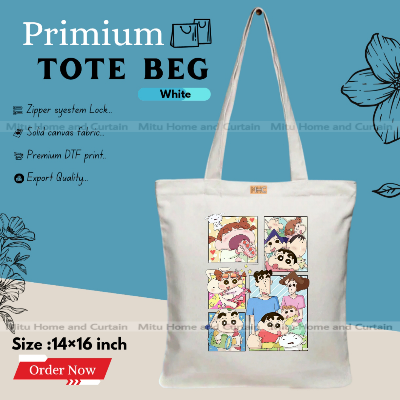 Buy Premium Tote Bag with Zipper Canvas Tote Bag for Women Trendy Shopping Bag / College Bag / University Bag Tote Bag, Canvas Bag with Zipper  at Best Price In Bangladesh
