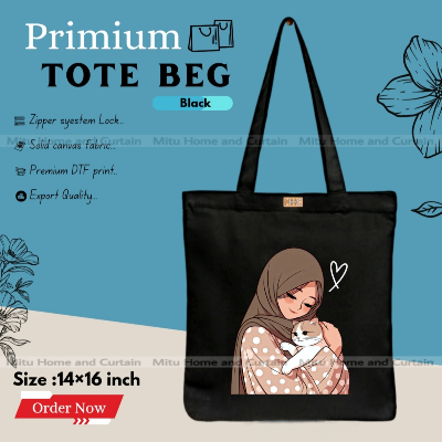 Buy Premium Tote Bag with Zipper Canvas Tote Bag for Women Trendy Shopping Bag / College Bag / University Bag Tote Bag, Canvas Bag with Zipper  at Best Price In Bangladesh
