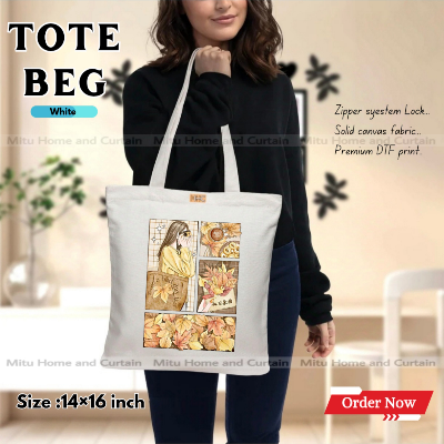 Buy Premium Tote Bag with Zipper Canvas Tote Bag for Women Trendy Shopping Bag / College Bag / University Bag Tote Bag, Canvas Bag with Zipper  at Best Price In Bangladesh