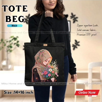 Buy Premium Tote Bag with Zipper Canvas Tote Bag for Women Trendy Shopping Bag / College Bag / University Bag Tote Bag, Canvas Bag with Zipper  at Best Price In Bangladesh