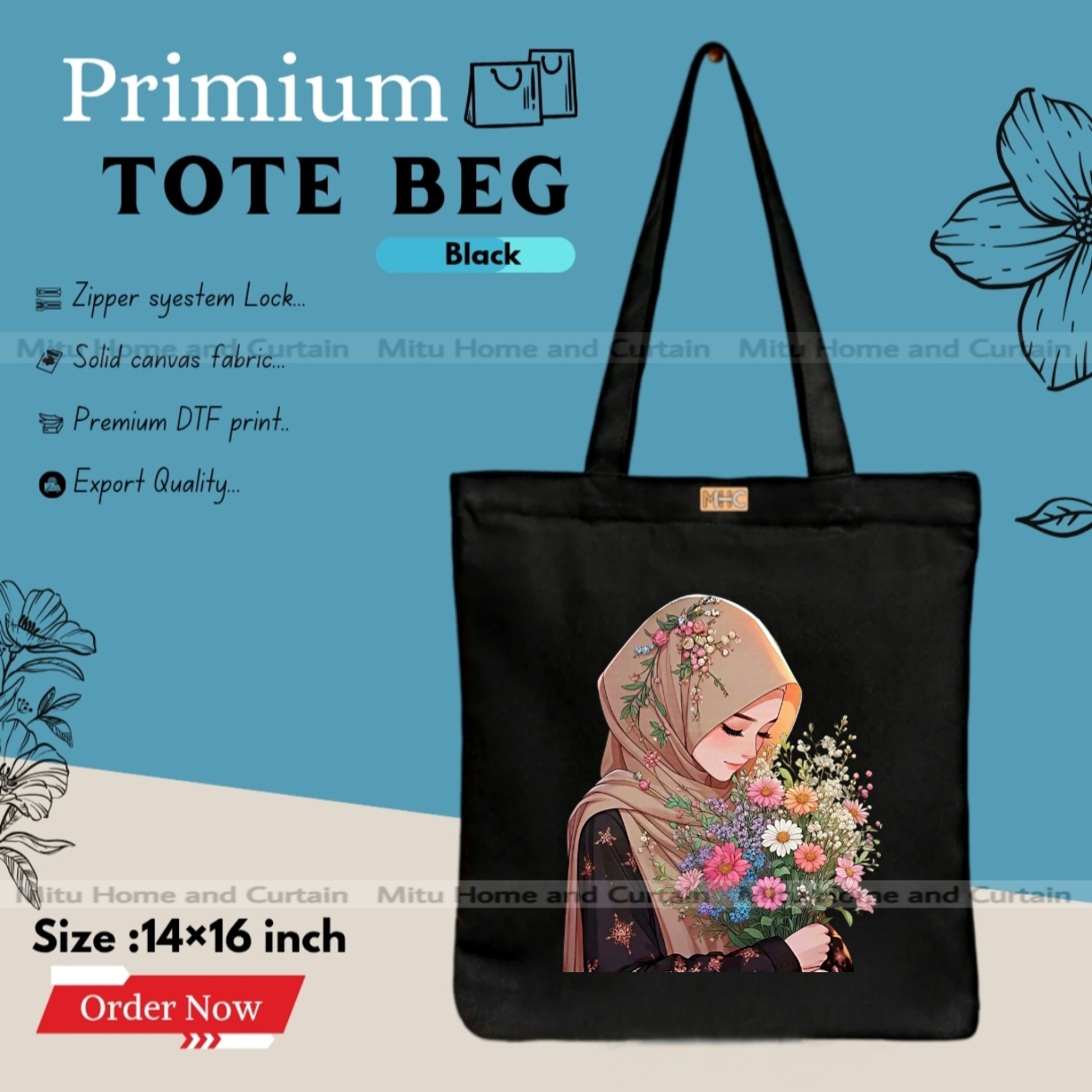 Buy Premium Tote Bag with Zipper Canvas Tote Bag for Women Trendy Shopping Bag / College Bag / University Bag Tote Bag, Canvas Bag with Zipper  at Best Price In Bangladesh