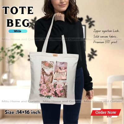 Buy Premium Tote Bag with Zipper Canvas Tote Bag for Women Trendy Shopping Bag / College Bag / University Bag Tote Bag, Canvas Bag with Zipper  at Best Price In Bangladesh