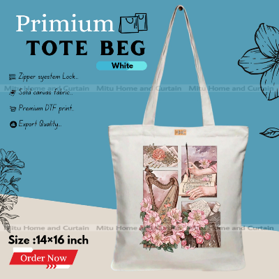 Buy Premium Tote Bag with Zipper Canvas Tote Bag for Women Trendy Shopping Bag / College Bag / University Bag Tote Bag, Canvas Bag with Zipper  at Best Price In Bangladesh
