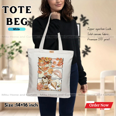 Buy Premium Tote Bag with Zipper Canvas Tote Bag for Women Trendy Shopping Bag / College Bag / University Bag Tote Bag, Canvas Bag with Zipper  at Best Price In Bangladesh