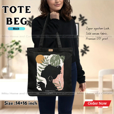 Buy Premium Tote Bag with Zipper Canvas Tote Bag for Women Trendy Shopping Bag / College Bag / University Bag Tote Bag, Canvas Bag with Zipper  at Best Price In Bangladesh