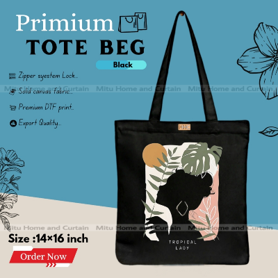 Buy Premium Tote Bag with Zipper Canvas Tote Bag for Women Trendy Shopping Bag / College Bag / University Bag Tote Bag, Canvas Bag with Zipper  at Best Price In Bangladesh