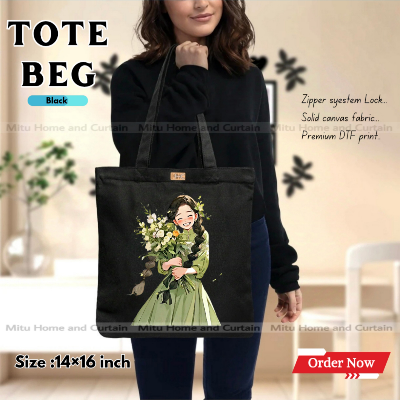Buy Premium Tote Bag with Zipper Canvas Tote Bag for Women Trendy Shopping Bag / College Bag / University Bag Tote Bag, Canvas Bag with Zipper  at Best Price In Bangladesh
