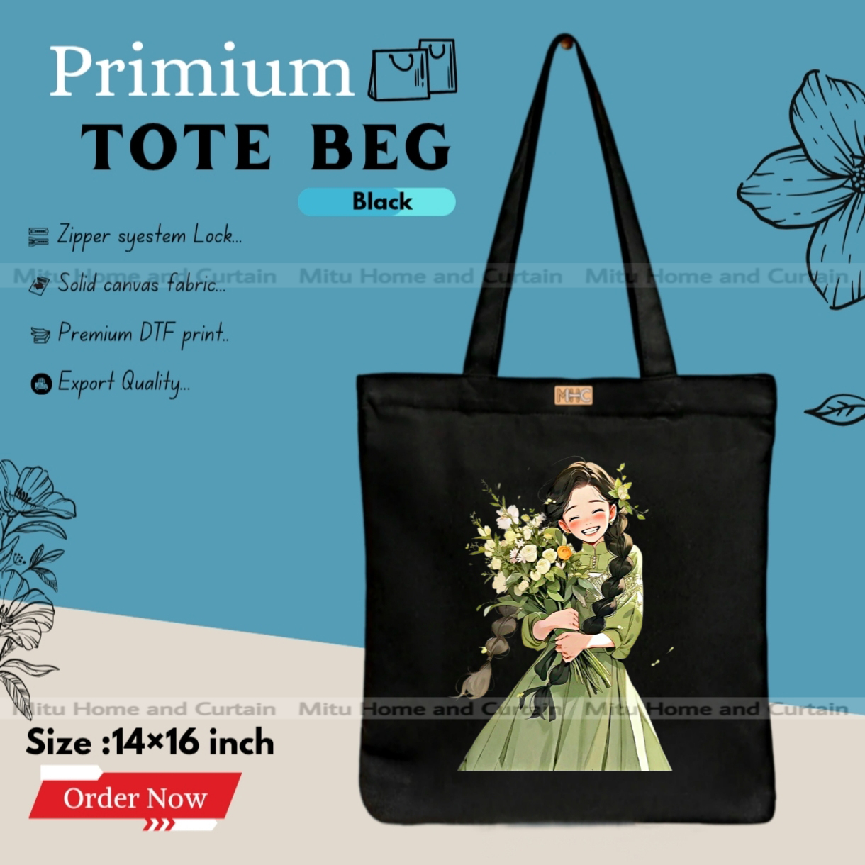 Buy Premium Tote Bag with Zipper Canvas Tote Bag for Women Trendy Shopping Bag / College Bag / University Bag Tote Bag, Canvas Bag with Zipper  at Best Price In Bangladesh