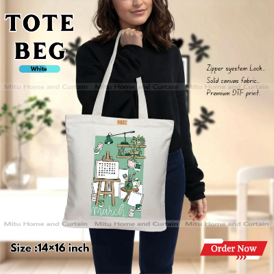 Buy Premium Tote Bag with Zipper Canvas Tote Bag for Women Trendy Shopping Bag / College Bag / University Bag Tote Bag, Canvas Bag with Zipper  at Best Price In Bangladesh