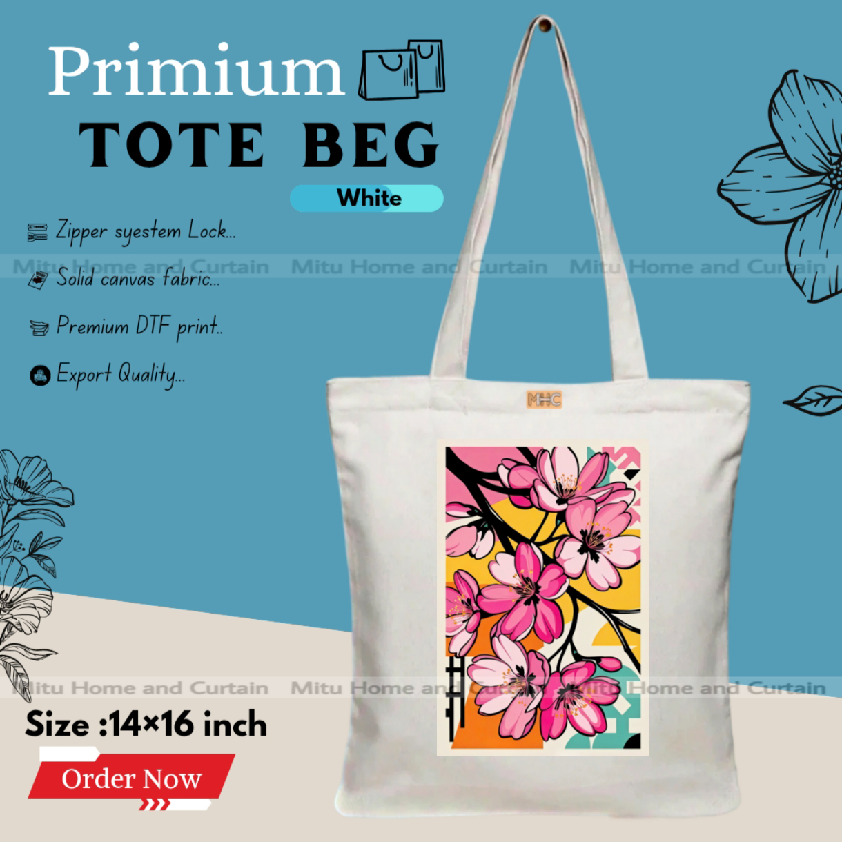 Buy Premium Tote Bag with Zipper Canvas Tote Bag for Women Trendy Shopping Bag / College Bag / University Bag Tote Bag, Canvas Bag with Zipper  at Best Price In Bangladesh