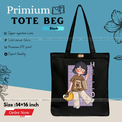 Buy Premium Tote Bag with Zipper Canvas Tote Bag for Women Trendy Shopping Bag / College Bag / University Bag Tote Bag, Canvas Bag with Zipper  at Best Price In Bangladesh