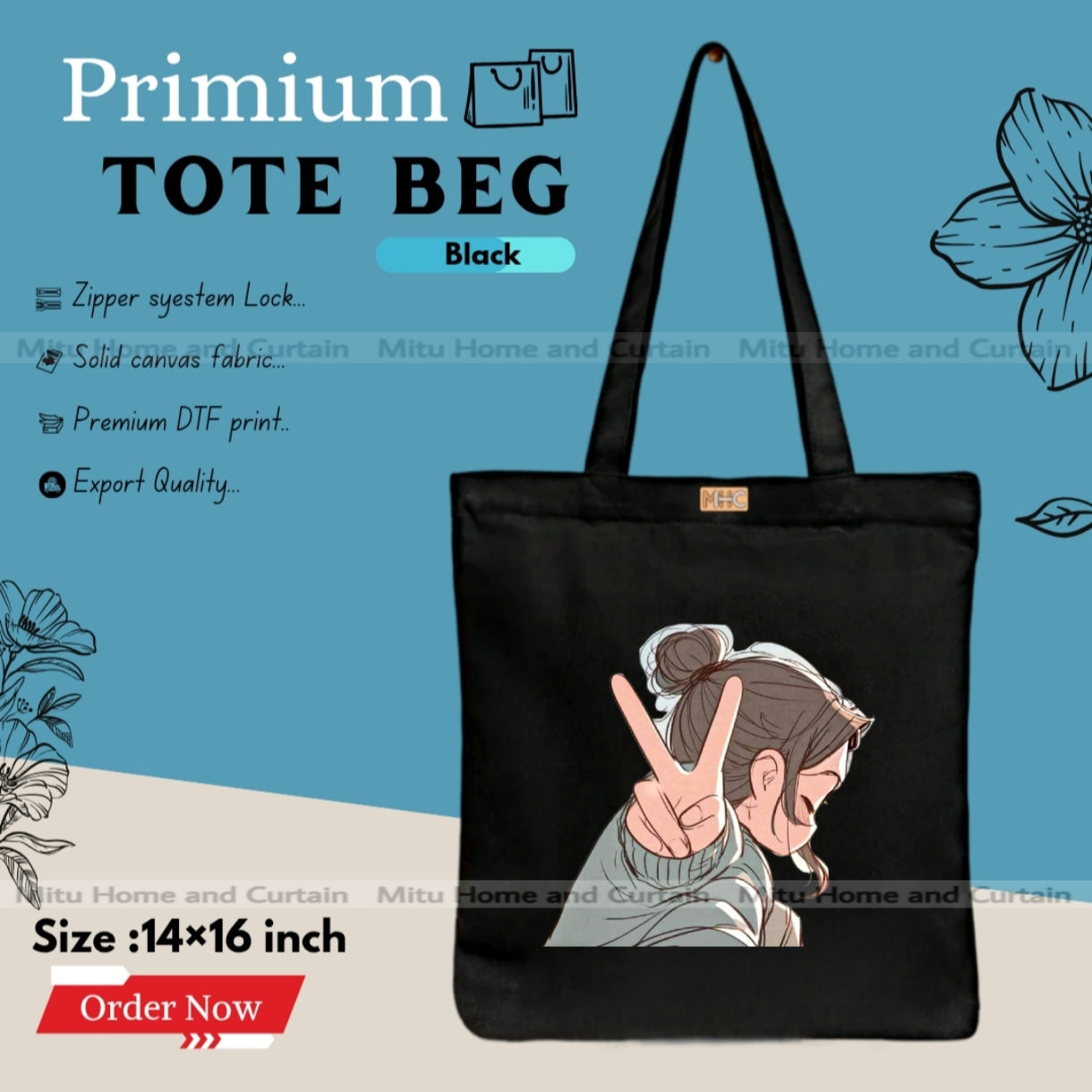 Buy Premium Tote Bag with Zipper Canvas Tote Bag for Women Trendy Shopping Bag / College Bag / University Bag Tote Bag, Canvas Bag with Zipper  at Best Price In Bangladesh