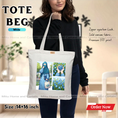 Buy Premium Tote Bag with Zipper Canvas Tote Bag for Women Trendy Shopping Bag / College Bag / University Bag Tote Bag, Canvas Bag with Zipper  at Best Price In Bangladesh