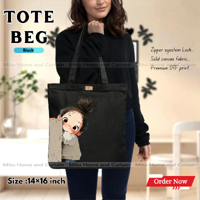 Buy Premium Tote Bag with Zipper Canvas Tote Bag for Women Trendy Shopping Bag / College Bag / University Bag Tote Bag, Canvas Bag with Zipper  at Best Price In Bangladesh