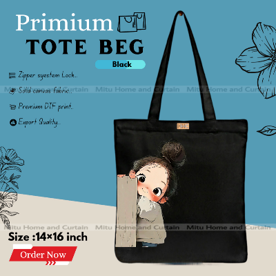 Buy Premium Tote Bag with Zipper Canvas Tote Bag for Women Trendy Shopping Bag / College Bag / University Bag Tote Bag, Canvas Bag with Zipper  at Best Price In Bangladesh