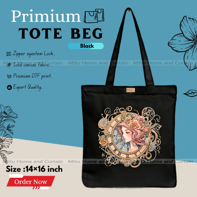 Buy Premium Tote Bag with Zipper Canvas Tote Bag for Women Trendy Shopping Bag / College Bag / University Bag Tote Bag, Canvas Bag with Zipper  at Best Price In Bangladesh