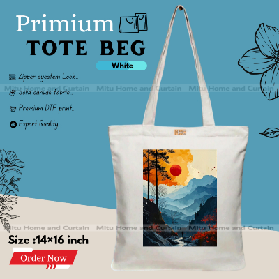 Buy Premium Tote Bag with Zipper Canvas Tote Bag for Women Trendy Shopping Bag / College Bag / University Bag Tote Bag, Canvas Bag with Zipper  at Best Price In Bangladesh