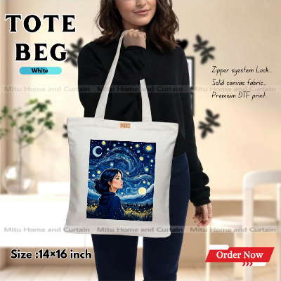 Buy Premium Tote Bag with Zipper Canvas Tote Bag for Women Trendy Shopping Bag / College Bag / University Bag Tote Bag, Canvas Bag with Zipper  at Best Price In Bangladesh