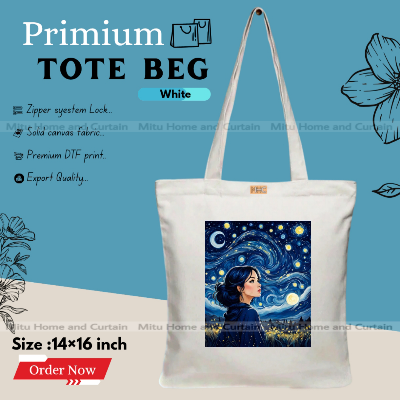 Buy Premium Tote Bag with Zipper Canvas Tote Bag for Women Trendy Shopping Bag / College Bag / University Bag Tote Bag, Canvas Bag with Zipper  at Best Price In Bangladesh