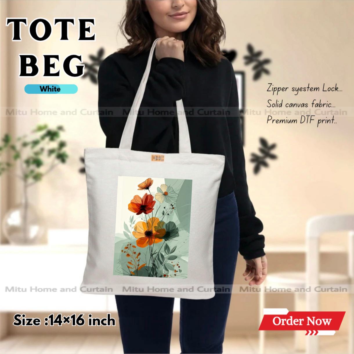 Buy Premium Tote Bag with Zipper Canvas Tote Bag for Women Trendy Shopping Bag / College Bag / University Bag Tote Bag, Canvas Bag with Zipper  at Best Price In Bangladesh
