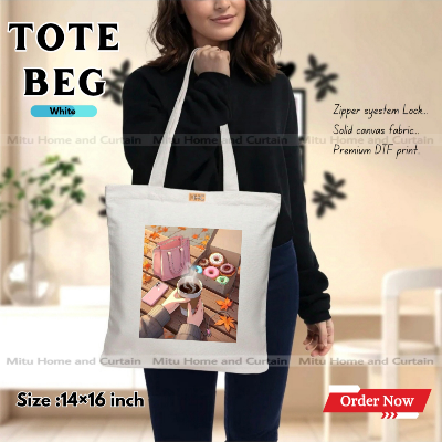 Buy Premium Tote Bag with Zipper Canvas Tote Bag for Women Trendy Shopping Bag / College Bag / University Bag Tote Bag, Canvas Bag with Zipper  at Best Price In Bangladesh