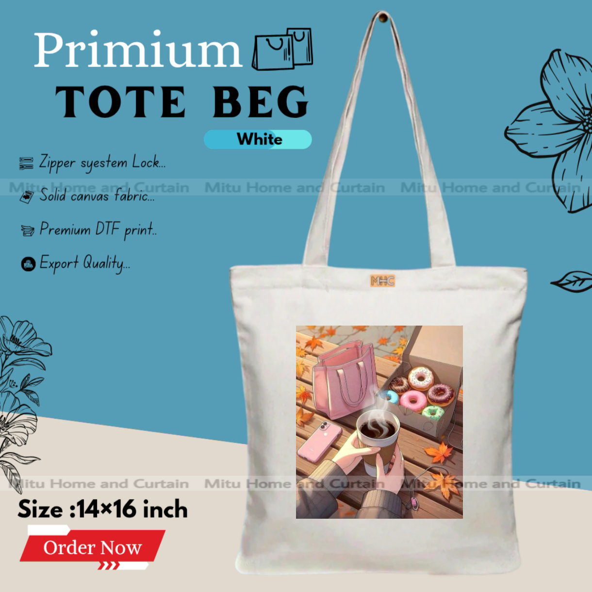 Buy Premium Tote Bag with Zipper Canvas Tote Bag for Women Trendy Shopping Bag / College Bag / University Bag Tote Bag, Canvas Bag with Zipper  at Best Price In Bangladesh