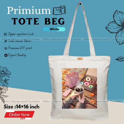 Buy Premium Tote Bag with Zipper Canvas Tote Bag for Women Trendy Shopping Bag / College Bag / University Bag Tote Bag, Canvas Bag with Zipper  at Best Price In Bangladesh