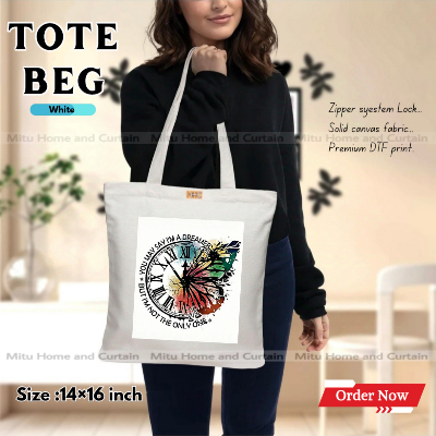 Buy Premium Tote Bag with Zipper Canvas Tote Bag for Women Trendy Shopping Bag / College Bag / University Bag Tote Bag, Canvas Bag with Zipper  at Best Price In Bangladesh