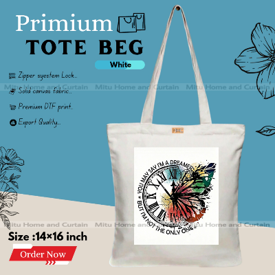 Buy Premium Tote Bag with Zipper Canvas Tote Bag for Women Trendy Shopping Bag / College Bag / University Bag Tote Bag, Canvas Bag with Zipper  at Best Price In Bangladesh