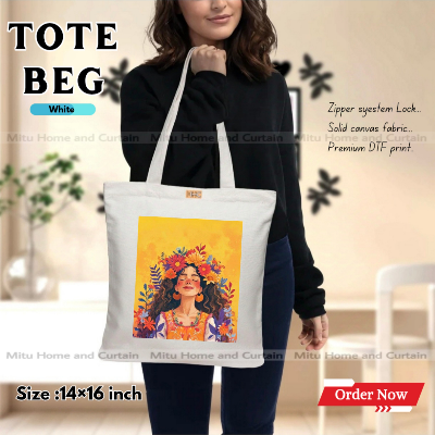 Buy Premium Tote Bag with Zipper Canvas Tote Bag for Women Trendy Shopping Bag / College Bag / University Bag Tote Bag, Canvas Bag with Zipper  at Best Price In Bangladesh