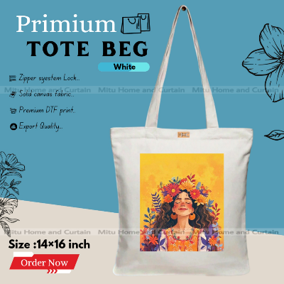 Buy Premium Tote Bag with Zipper Canvas Tote Bag for Women Trendy Shopping Bag / College Bag / University Bag Tote Bag, Canvas Bag with Zipper  at Best Price In Bangladesh
