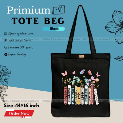 Buy Premium Tote Bag with Zipper Canvas Tote Bag for Women Trendy Shopping Bag / College Bag / University Bag Tote Bag, Canvas Bag with Zipper  at Best Price In Bangladesh