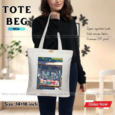 Buy Premium Tote Bag with Zipper Canvas Tote Bag for Women Trendy Shopping Bag / College Bag / University Bag Tote Bag, Canvas Bag with Zipper  at Best Price In Bangladesh