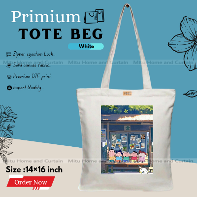 Buy Premium Tote Bag with Zipper Canvas Tote Bag for Women Trendy Shopping Bag / College Bag / University Bag Tote Bag, Canvas Bag with Zipper  at Best Price In Bangladesh