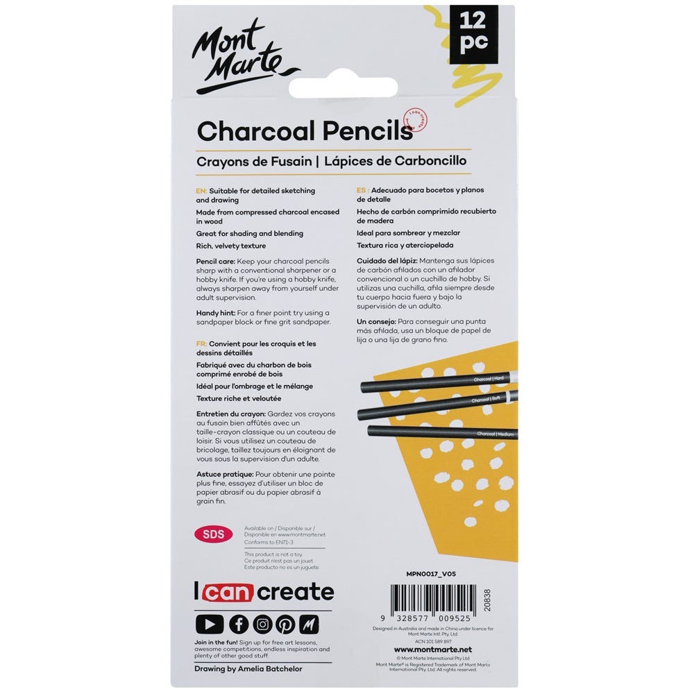 Buy Mont Marte Charcoal Pencils 12pc at Best Prices in Bangladesh