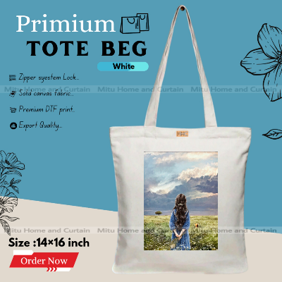 Buy Premium Tote Bag with Zipper Canvas Tote Bag for Women Trendy Shopping Bag / College Bag / University Bag Tote Bag, Canvas Bag with Zipper  at Best Price In Bangladesh