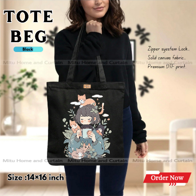 Buy Premium Tote Bag with Zipper Canvas Tote Bag for Women Trendy Shopping Bag / College Bag / University Bag Tote Bag, Canvas Bag with Zipper  at Best Price In Bangladesh