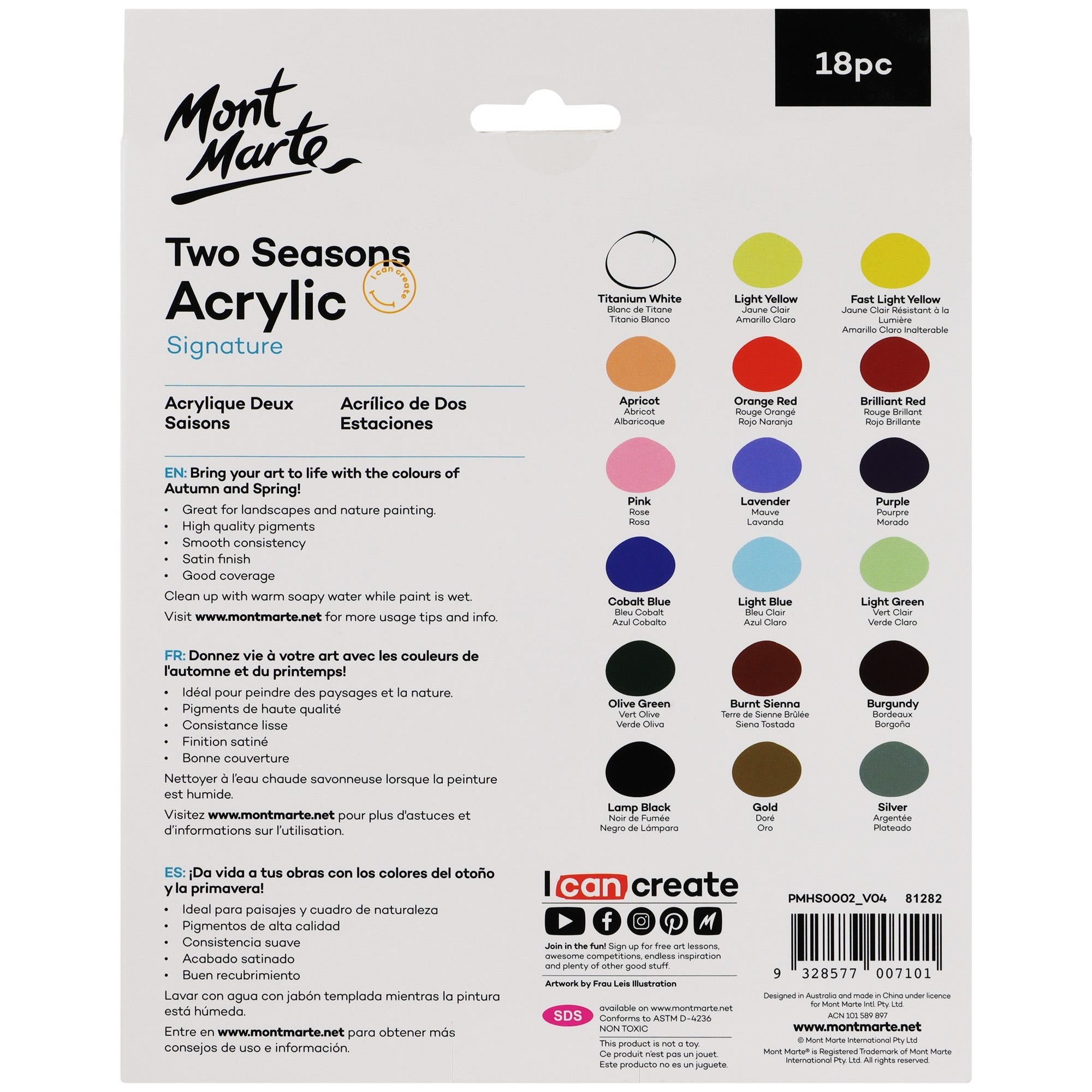 Buy Mont Marte Two Seasons Acrylic 18pc*12ml at Best Prices in Bangladesh