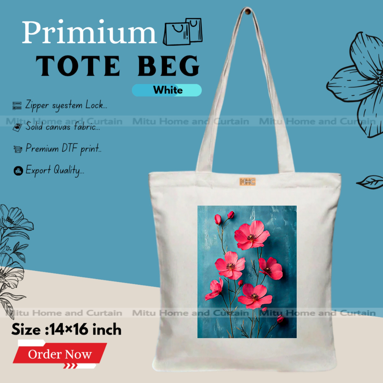 Buy Premium Tote Bag with Zipper Canvas Tote Bag for Women Trendy Shopping Bag / College Bag / University Bag Tote Bag, Canvas Bag with Zipper  at Best Price In Bangladesh
