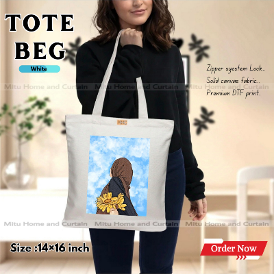 Buy Premium Tote Bag with Zipper Canvas Tote Bag for Women Trendy Shopping Bag / College Bag / University Bag Tote Bag, Canvas Bag with Zipper  at Best Price In Bangladesh