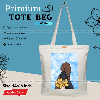 Buy Premium Tote Bag with Zipper Canvas Tote Bag for Women Trendy Shopping Bag / College Bag / University Bag Tote Bag, Canvas Bag with Zipper  at Best Price In Bangladesh
