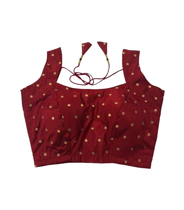 Picture of Sleeveless Maroon Katan Blouse For Women