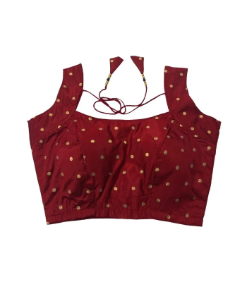Picture of Sleeveless Maroon Katan Blouse For Women