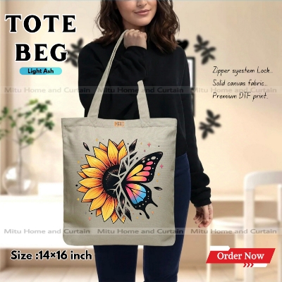 Buy Premium Tote Bag with Zipper Canvas Tote Bag for Women Trendy Shopping Bag / College Bag / University Bag Tote Bag, Canvas Bag with Zipper  at Best Price In Bangladesh