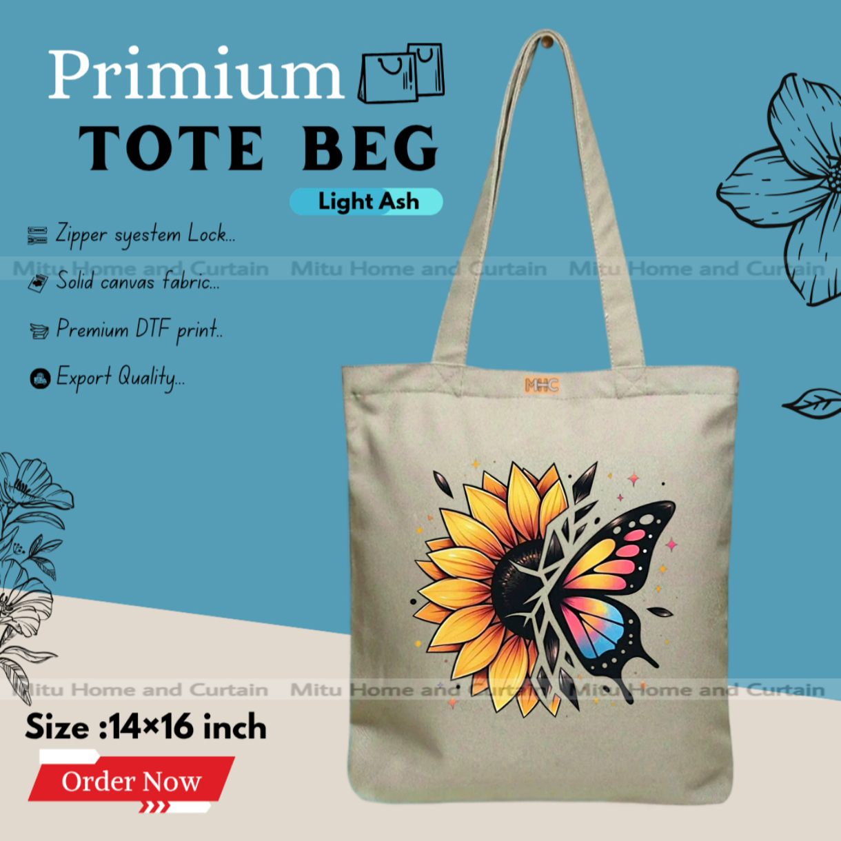 Buy Premium Tote Bag with Zipper Canvas Tote Bag for Women Trendy Shopping Bag / College Bag / University Bag Tote Bag, Canvas Bag with Zipper  at Best Price In Bangladesh