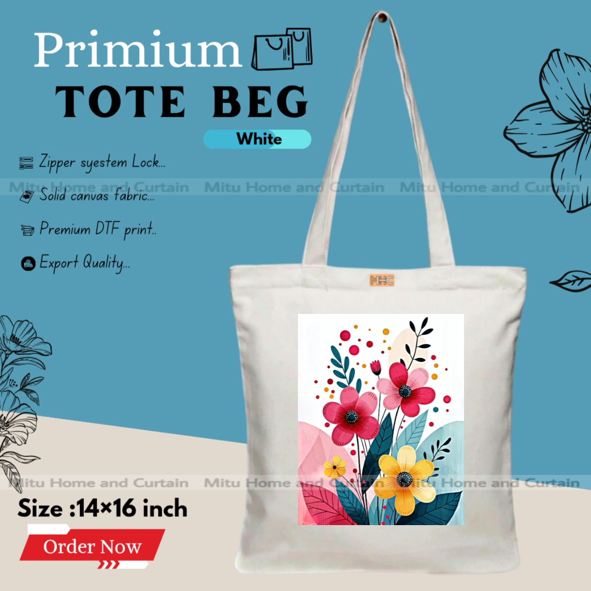 Buy Premium Tote Bag with Zipper Canvas Tote Bag for Women Trendy Shopping Bag / College Bag / University Bag Tote Bag, Canvas Bag with Zipper  at Best Price In Bangladesh