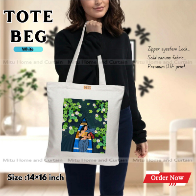 Buy Premium Tote Bag with Zipper Canvas Tote Bag for Women Trendy Shopping Bag / College Bag / University Bag Tote Bag, Canvas Bag with Zipper  at Best Price In Bangladesh