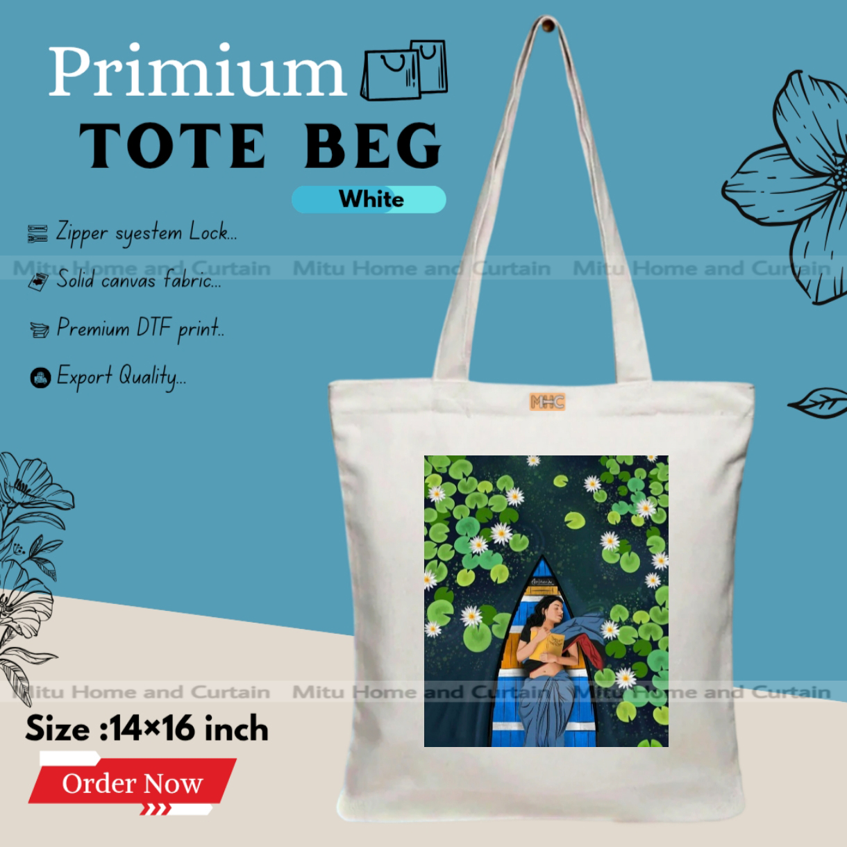 Buy Premium Tote Bag with Zipper Canvas Tote Bag for Women Trendy Shopping Bag / College Bag / University Bag Tote Bag, Canvas Bag with Zipper  at Best Price In Bangladesh