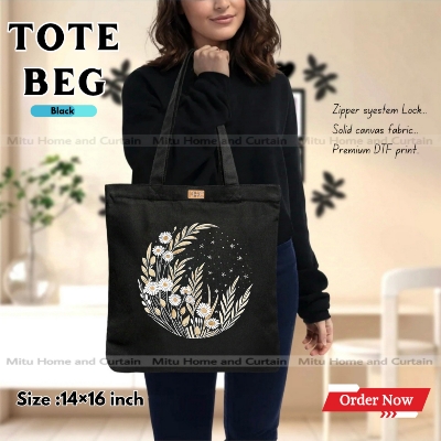 Buy Premium Tote Bag with Zipper Canvas Tote Bag for Women Trendy Shopping Bag / College Bag / University Bag Tote Bag, Canvas Bag with Zipper  at Best Price In Bangladesh