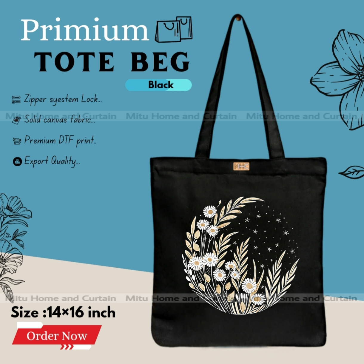 Buy Premium Tote Bag with Zipper Canvas Tote Bag for Women Trendy Shopping Bag / College Bag / University Bag Tote Bag, Canvas Bag with Zipper  at Best Price In Bangladesh